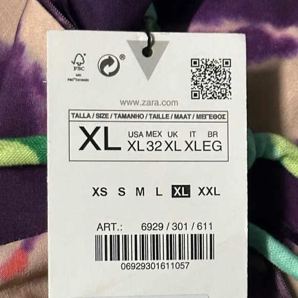 ZARA | Purple | FLORAL LINEN BLEND DRESS - Picture 4 of 4